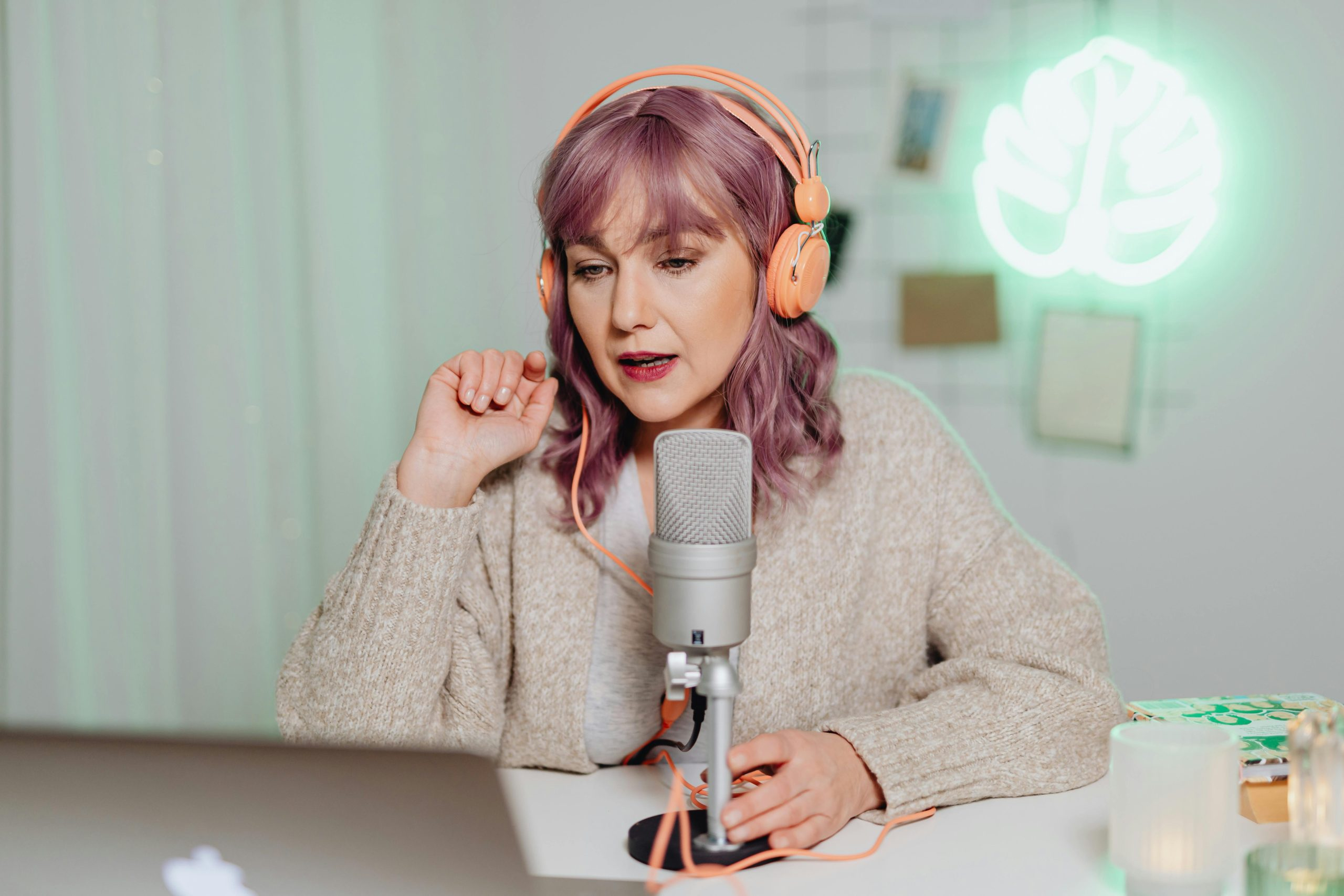 Headphone stands charging and displaying headphones